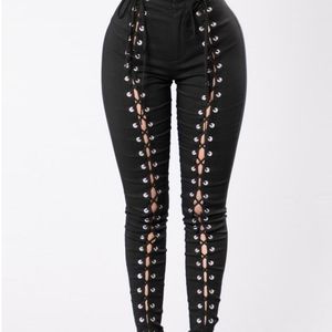Fashion Nova High-Rise Lace up Pants